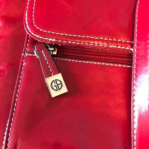 RED LEATHER GIANIBERNINI CROSSBODY PURSE